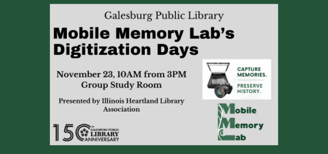 Mobile Memory Lab's Digitization Days: Saturday, November 23 from 10am - 3pm in the Group Study Room