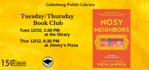 Nosy Neighbors discussion 12/12 at 6:30 pm at Jimmy's Pizza