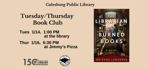 Discussion of Librarian of Burned Books 1/14 at 1:00 p.m.