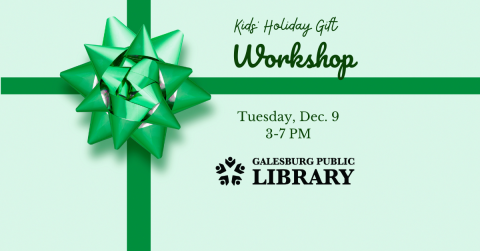 Holiday gift workshop for kids Dec 9 from 3-7