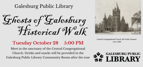 A banner for the Ghosts of Galesburg Program.