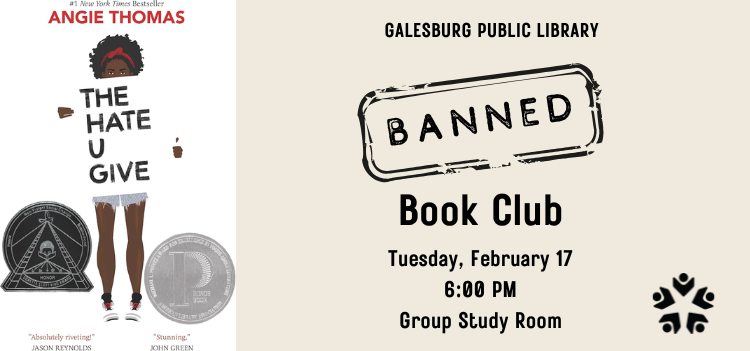 Photo of the cover of The Hate U Give by Angie Thomas; Details about Banned Book Club